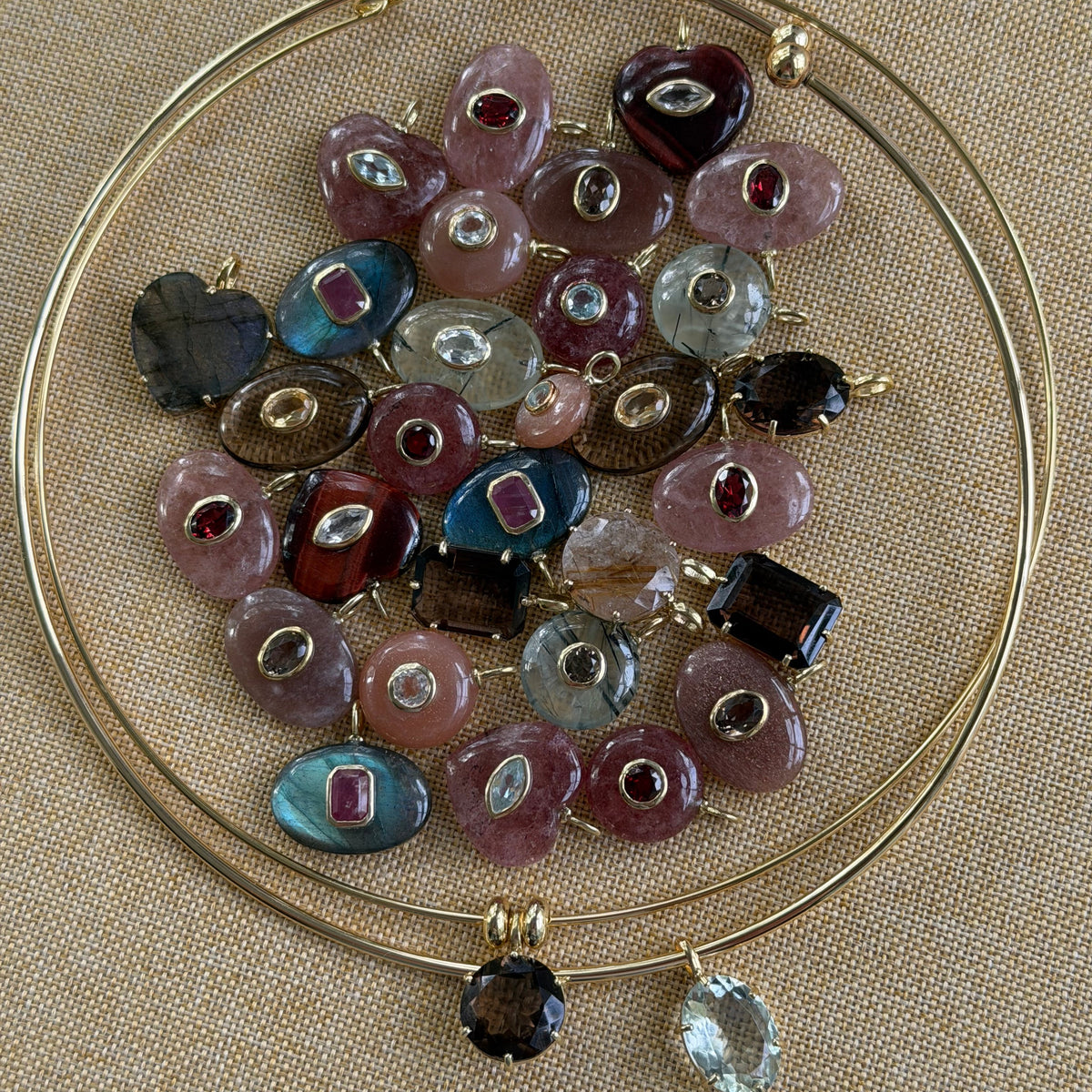 Green Amethyst Gold-Filled Collar Necklace
