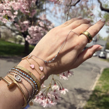 Load image into Gallery viewer, Custom Enamel Initial Heart Bracelet with Pave Outline