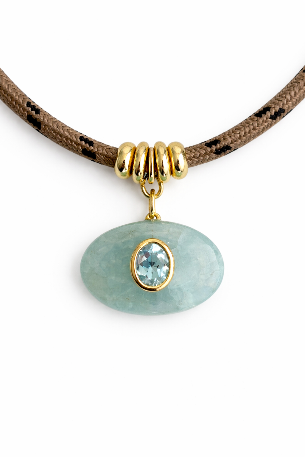Aquamarine & Blue Topaz Oval Rope Necklace