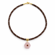 Load image into Gallery viewer, Rose Quartz Hexagon Rope Necklace
