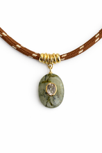 Load image into Gallery viewer, Prehnite & White Topaz Oval Rope Necklace