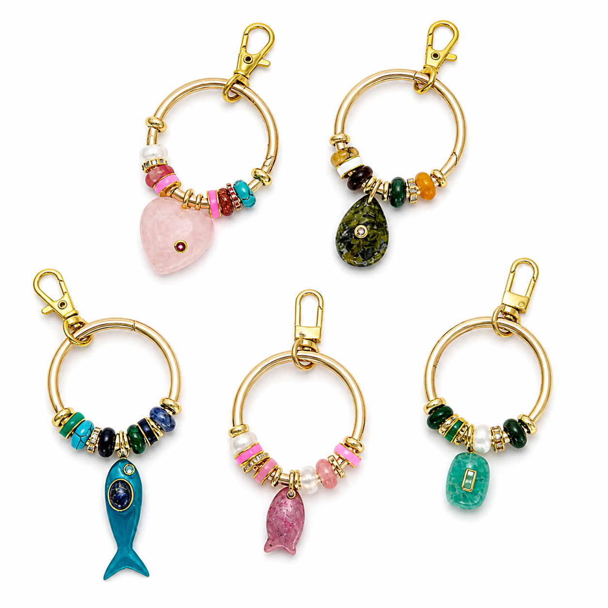 Fortuna Keychain Collection | Gemstone Charm Keychains | LB Beadz