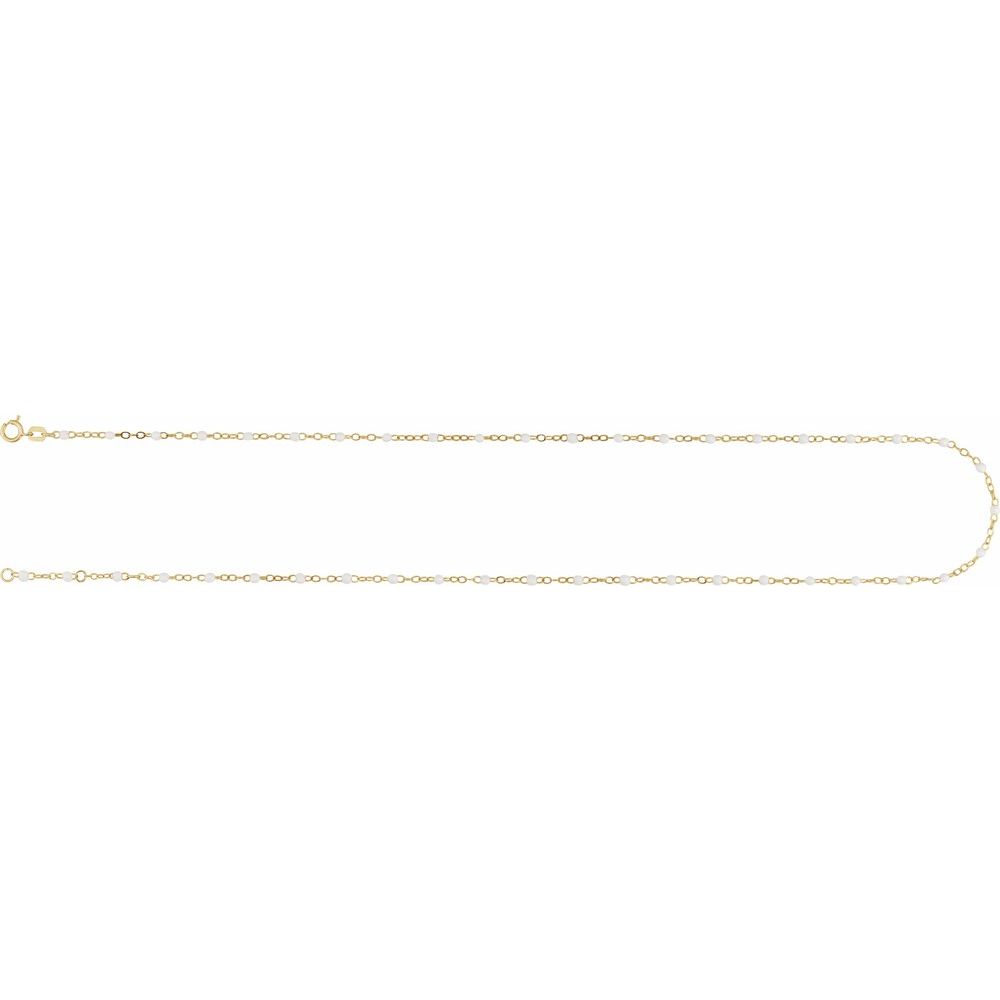 14K Gold Enamel Bead Chain – Turquoise, White & Black – Adjustable