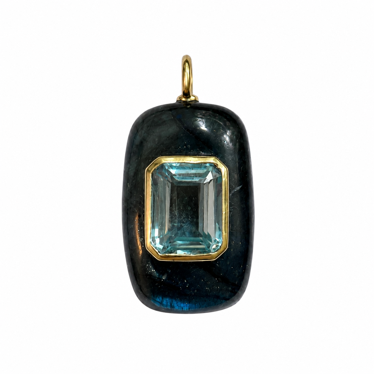 Labradorite with Chunky Blue Topaz Pendat