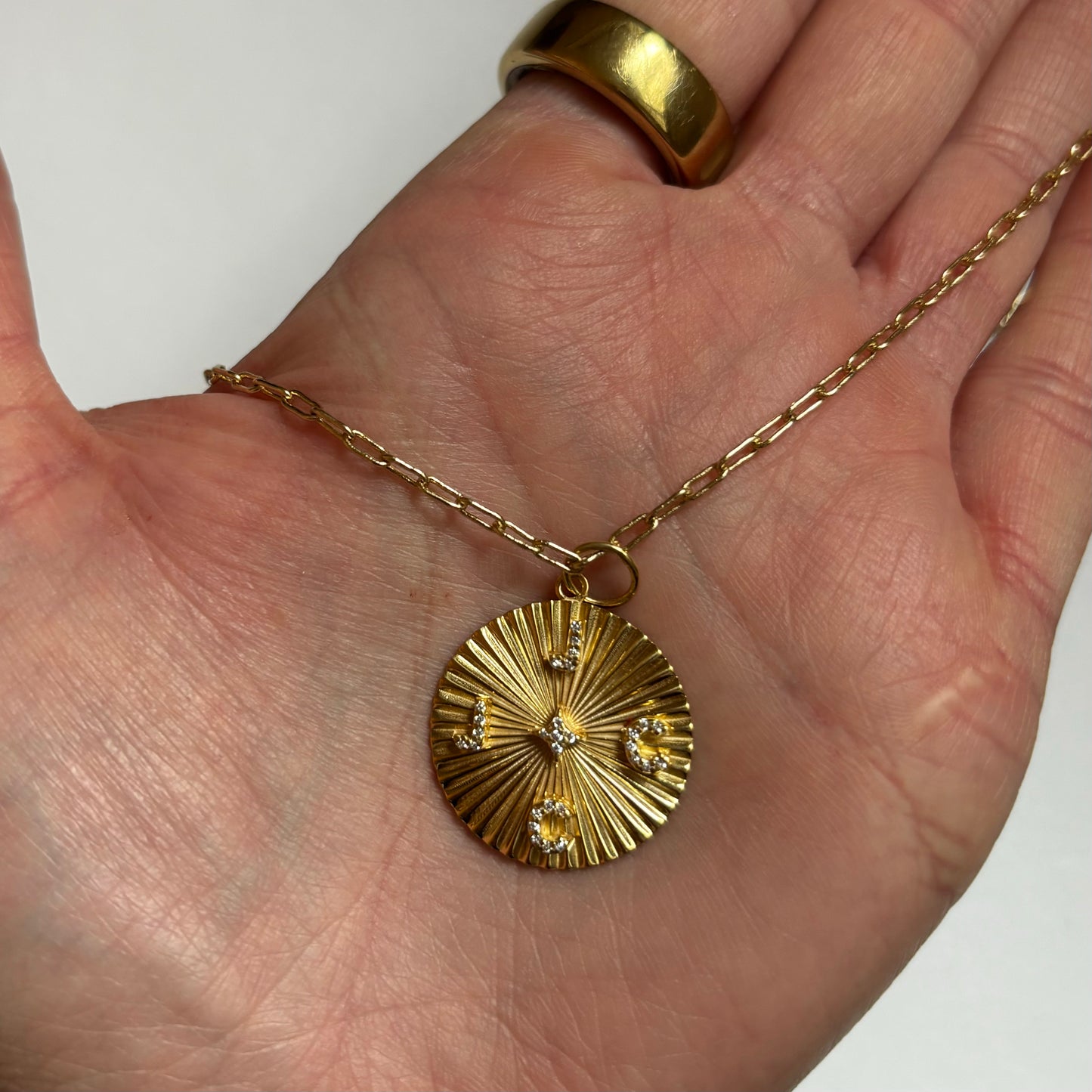 Initial Medallion Pendant with Pave Letters