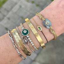 Load image into Gallery viewer, Labradorite Adjustable Cord Bracelet - Gold Bezel with Garnet Accent