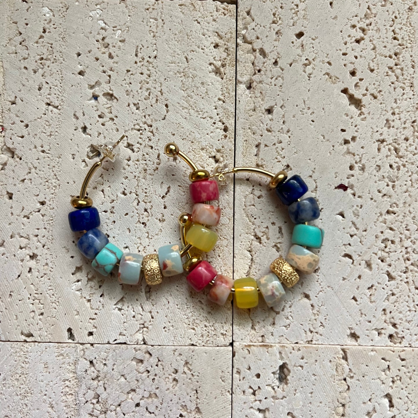 Trix Gem gEAR, Gold Filled Gemstone Hoop Earrings (Copy)