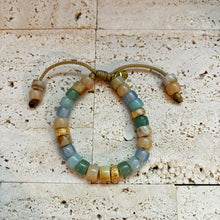 Load image into Gallery viewer, Sea Horse, Gemstone Adjustable Beaded Bracelet with Gold Spacers