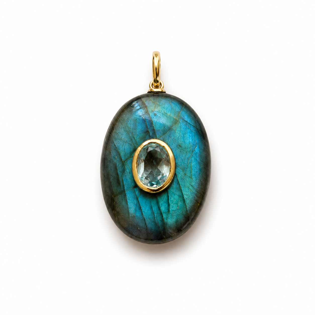 Labradorite & White Topaz Oval Rope Necklace