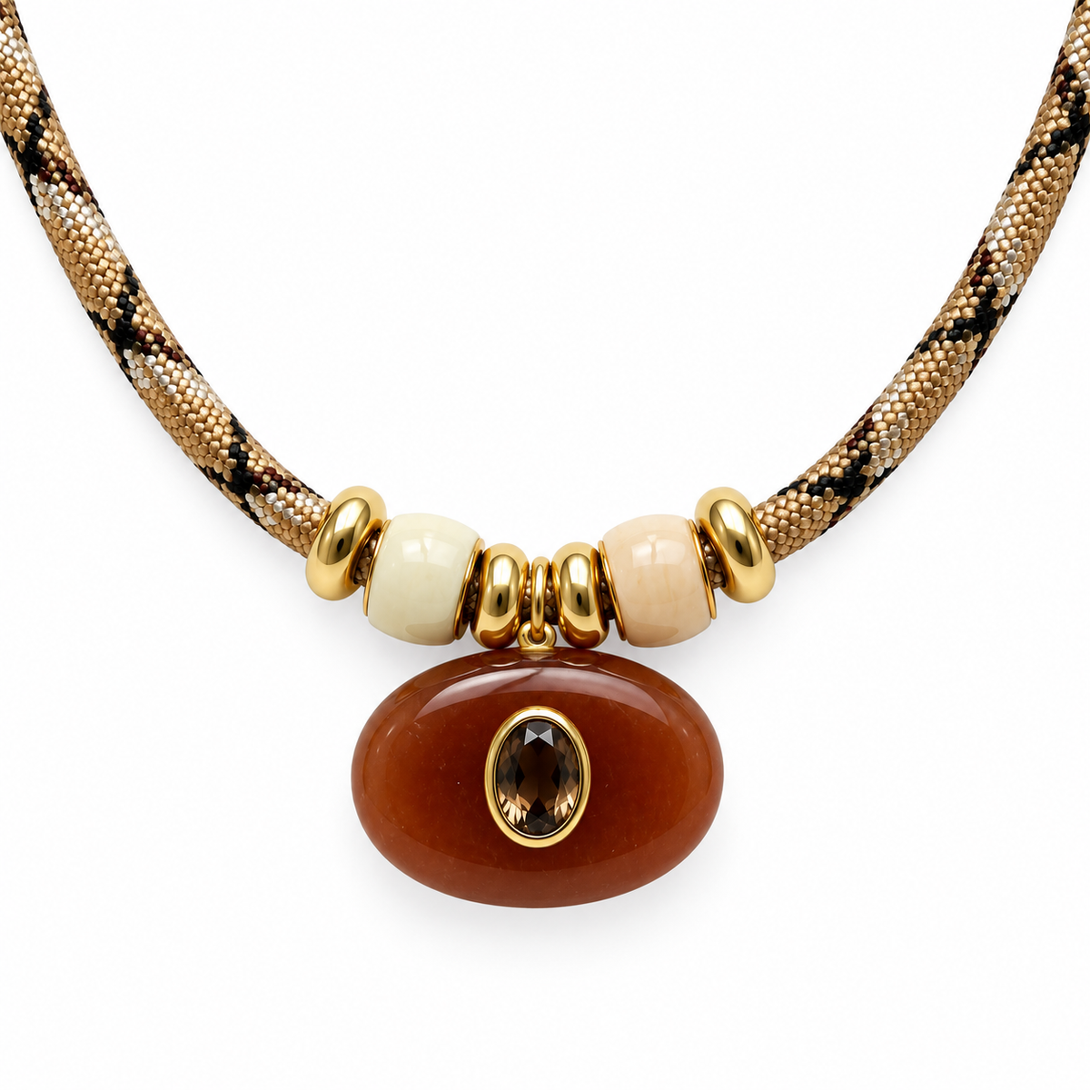 Chocolate Moonstone & Smoky Quartz Pendant