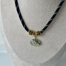 Load image into Gallery viewer, Prehnite Pendant Rope Necklace with White Topaz