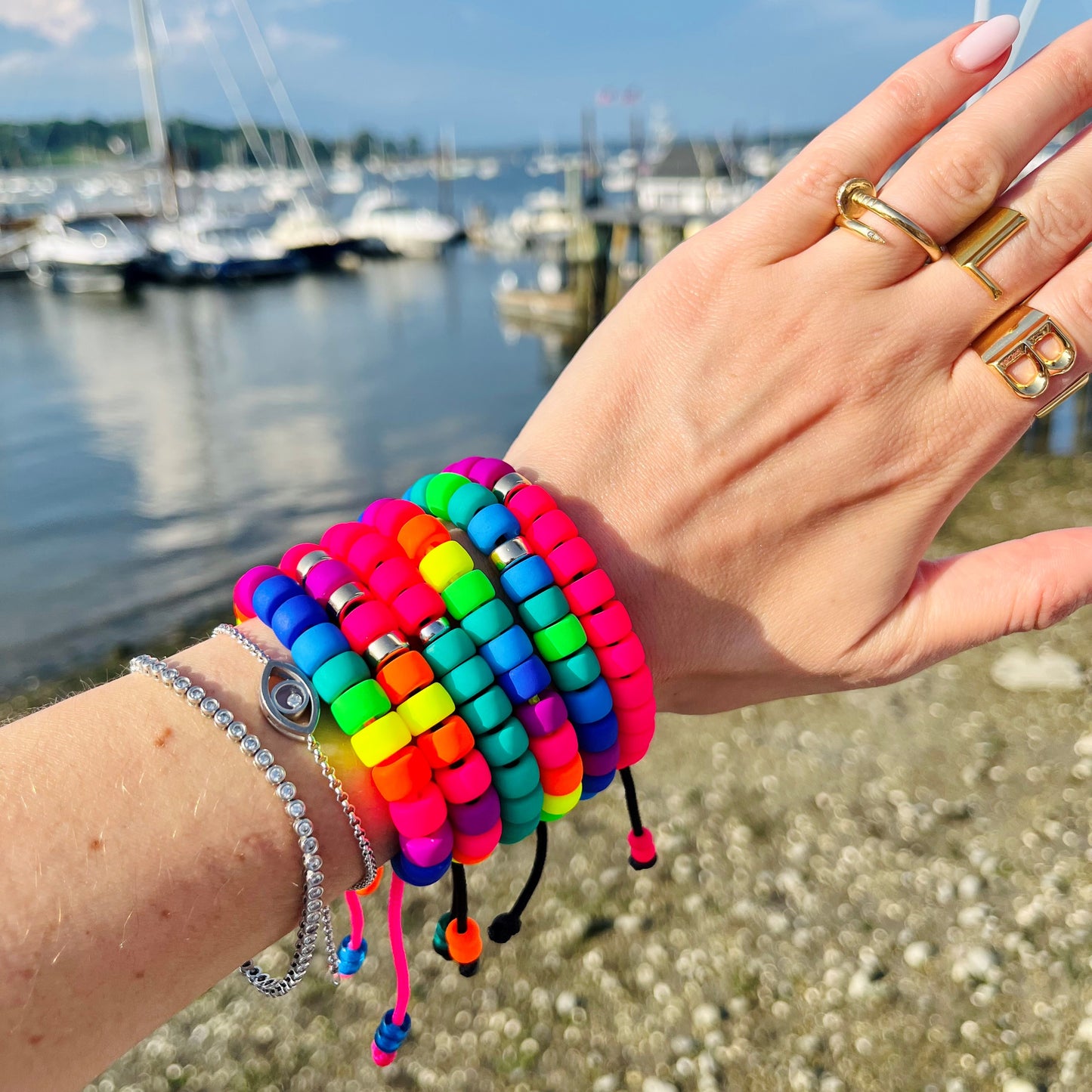 Coolio, Neon Glow Cools, Adjustable Beaded Bracelet