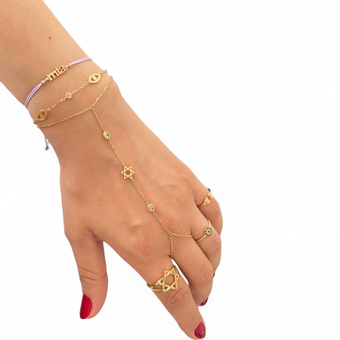 Sterling Silver Jewish Star Hand Chain