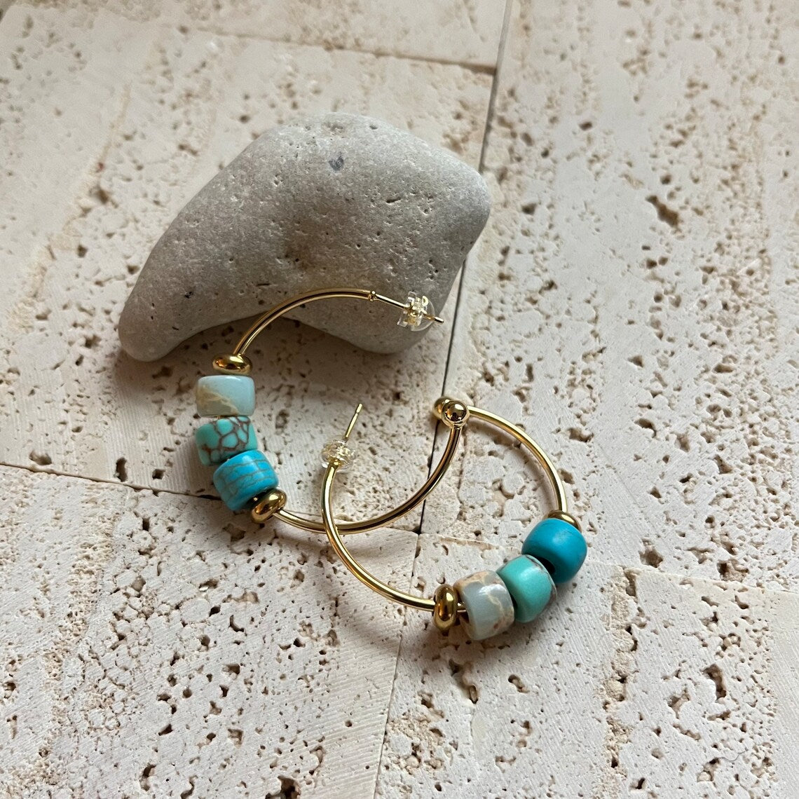 Gem gEAR, Gold Filled Gemstone Hoop Earrings