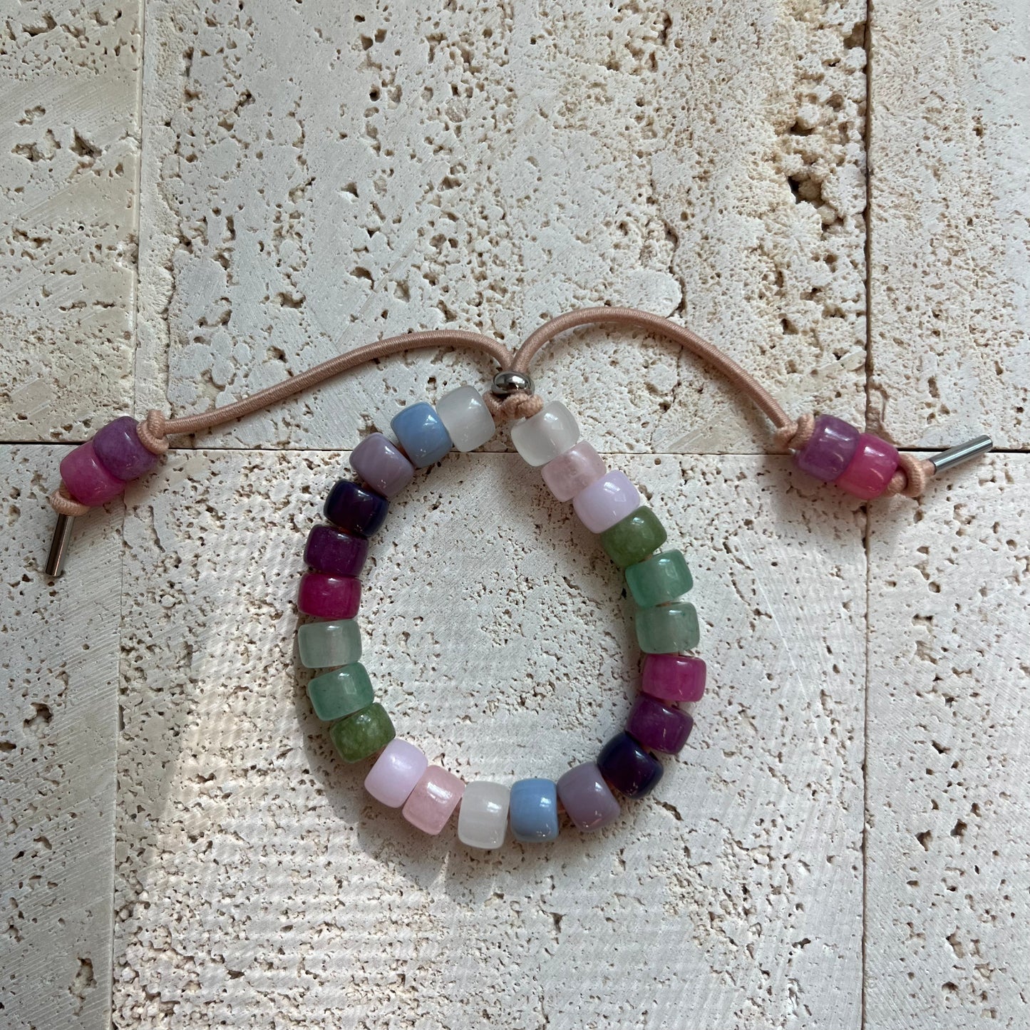 Tea and Crumpets • Gemstone Adjustable Elastic Beaded Bracelet