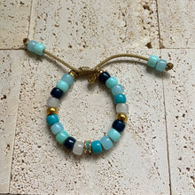 Load image into Gallery viewer, The Breakers • Gemstone Beaded Bracelet with Gold Stardust Spacers • Lurex Cord • Adjustable