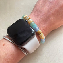 Load image into Gallery viewer, Sea Horse, Gemstone Adjustable Beaded Bracelet with Gold Spacers