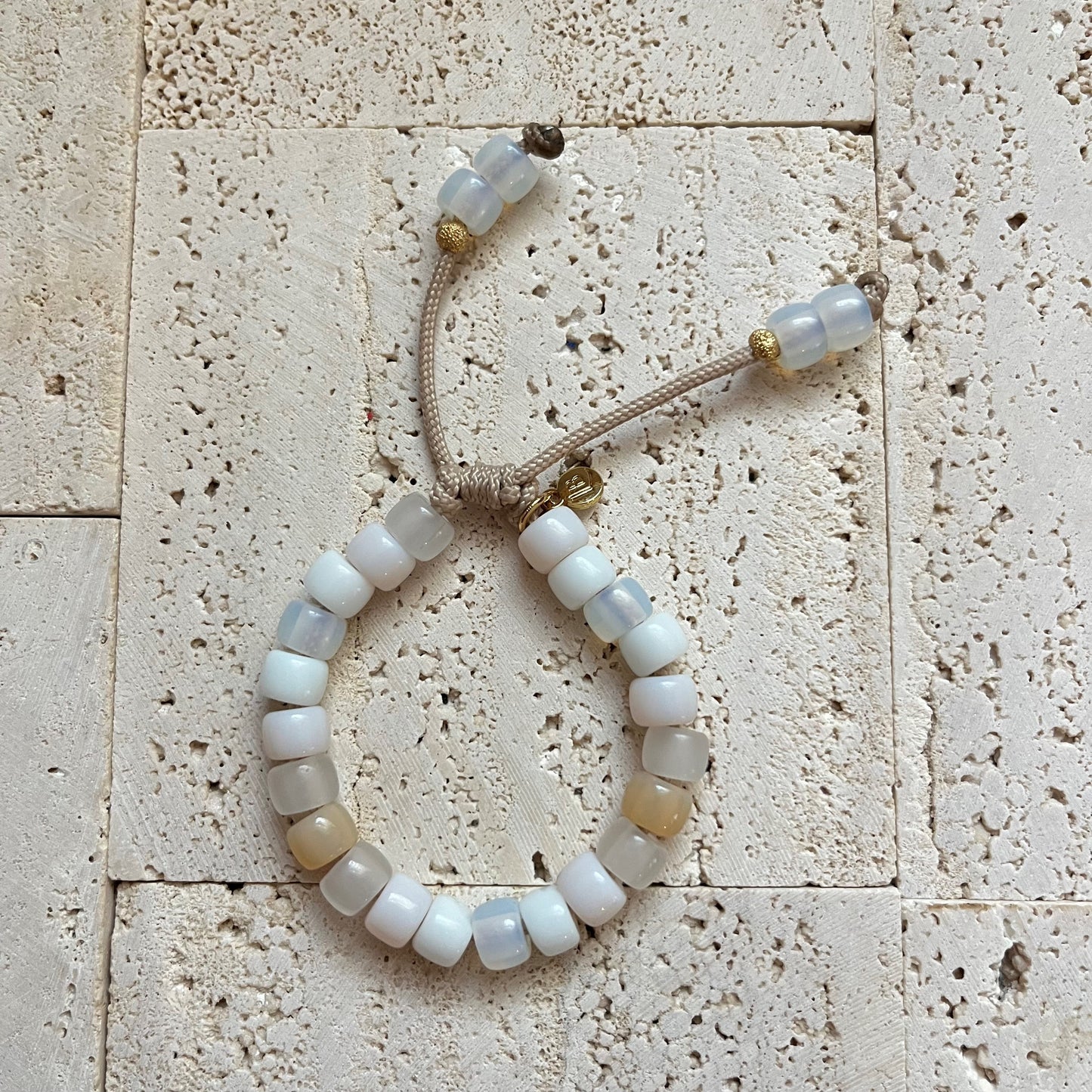The Bubbly Forte Gemstone Pony Bead Adjustable Bracelet