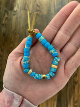 Load image into Gallery viewer, The Arizona Gold Natural Gemstone Beaded Bracelet with Silver or Gold Spacers