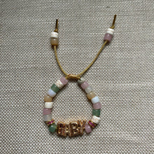 Load image into Gallery viewer, The Pinks Neutral Natural Stone Pony Bead Personalized Beaded Bracelet + Letter(s)