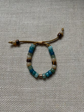 Load image into Gallery viewer, Lake • Natural Gemstone Adjustable Beaded Bracelet with Gold Filled Eye Bead