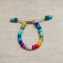 Load image into Gallery viewer, Technicolor Majik, Adjustable Gemstone Beaded Bracelets