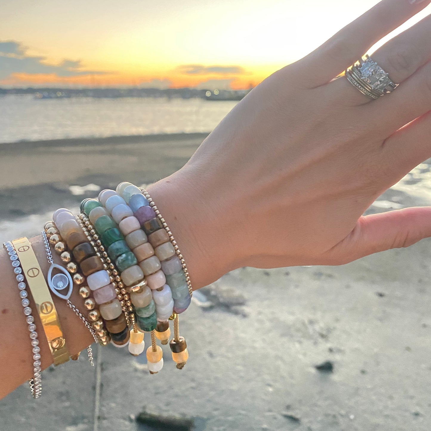 The Perfect White Tee II Forte Gemstone Beaded Bracelet • Adjustable