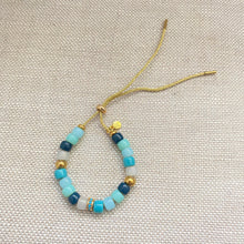 Load image into Gallery viewer, The Breakers • Gemstone Beaded Bracelet with Gold Stardust Spacers • Lurex Cord • Adjustable