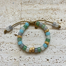 Load image into Gallery viewer, The Coconut Grove • Gemstone Beaded Bracelet with Gold Stardust Spacers
