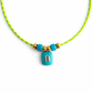 Neon Cord Turquoise & Blue Topaz Barrel Charm Necklace