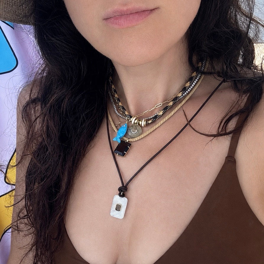 Prehnite & Smoky Quartz Rope Necklace