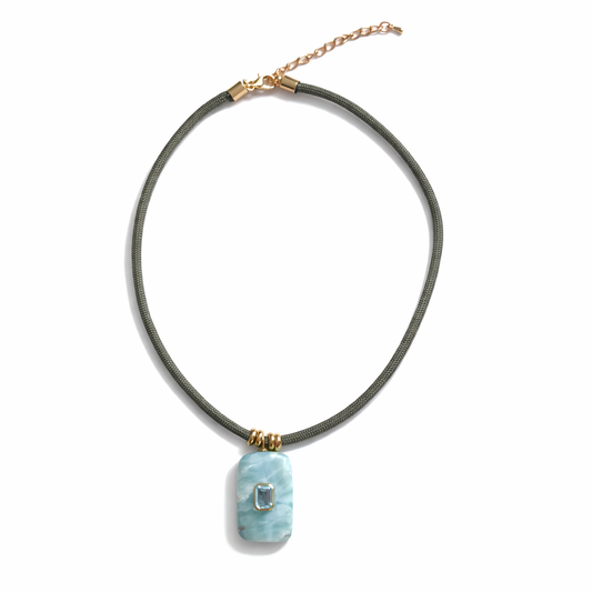 Larimar Pendant Rope Necklace
