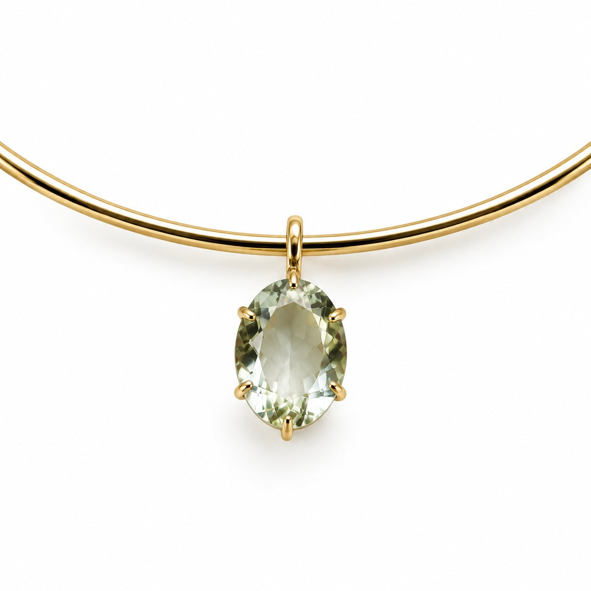 Green Amethyst Gold-Filled Collar Necklace