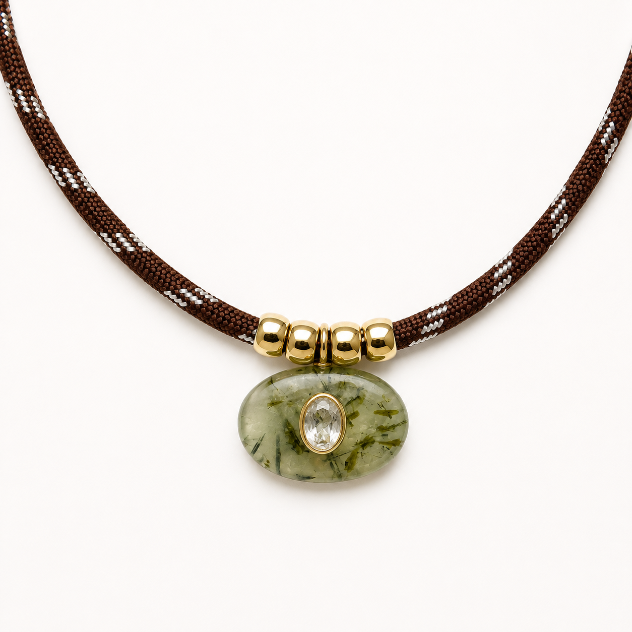 Prehnite & White Topaz Rope Necklace