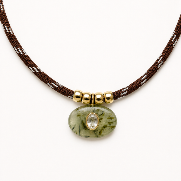 Prehnite & White Topaz Rope Necklace
