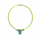 Neon Cord Amazonite & White Topaz Emerald Cut Pendant Necklace