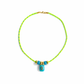 Neon Cord Turquoise & Blue Topaz Barrel Charm Necklace
