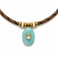 Amazonite & White Topaz Oval Pendant Rope Necklace