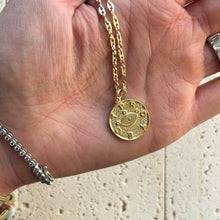 Load image into Gallery viewer, Evil Eye Protect Necklace on Mariner Chain, 18k Gold Filled
