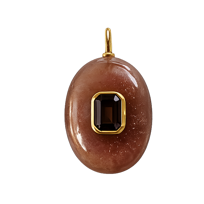 Chocolate Moonstone with Smoky Quartz (Oval)