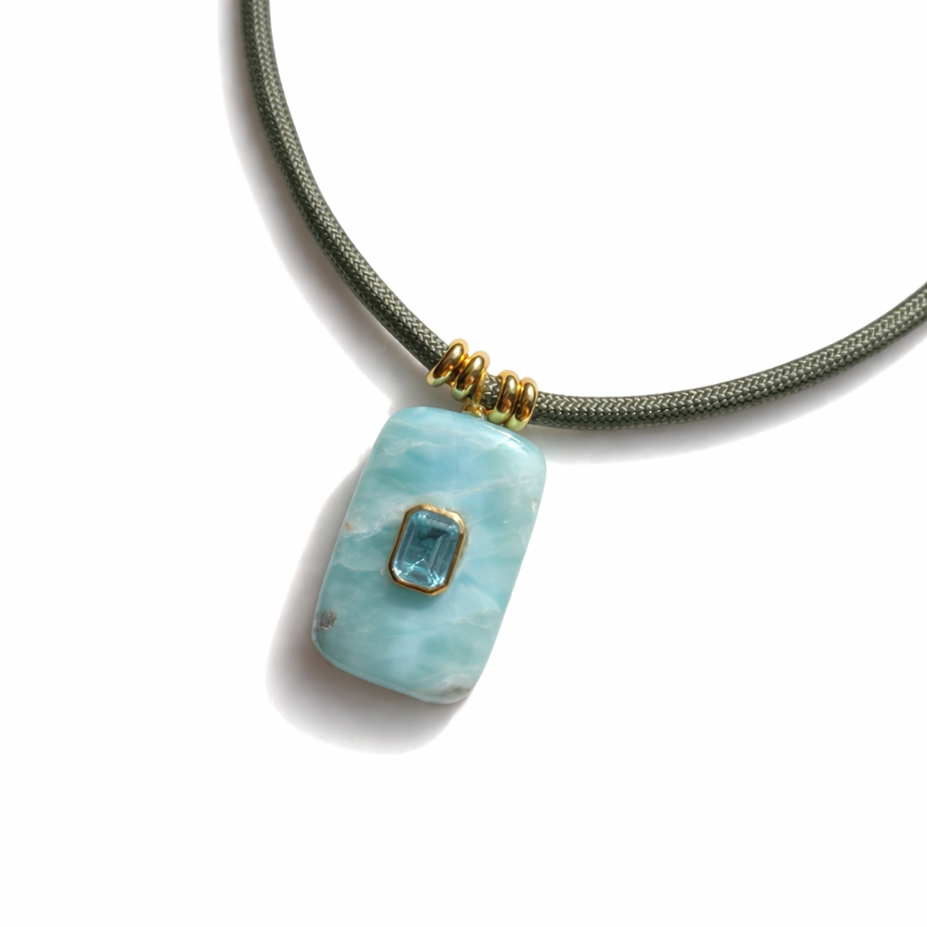 Larimar Pendant Rope Necklace