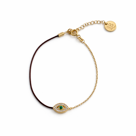 Evil Eye Woven Cord & Chain Bracelet