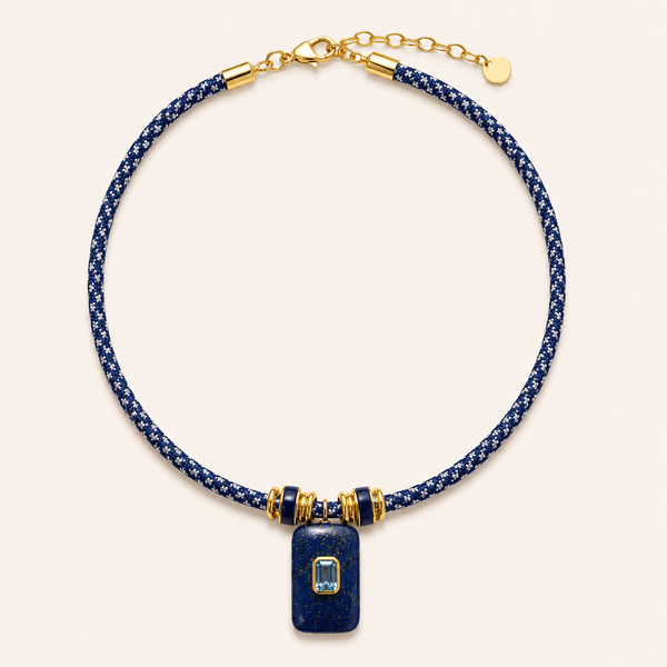 Lapis & Blue Topaz Cord Necklace