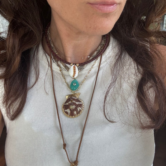 Cowrie Gemstone Pendant Necklace