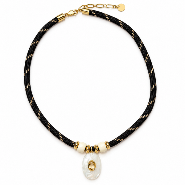 Moonstone & Yellow Citrine Oval Rope Necklace Vertical