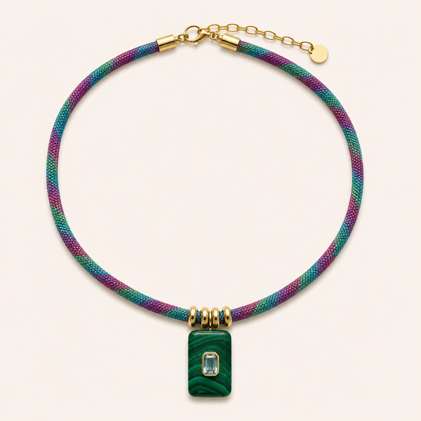 Malachite & Blue Topaz Cord Necklace