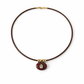 Tiger’s Eye & White Topaz Pendant on Leather Rope Necklace