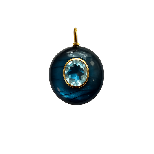 Labradorite with Chunky Blue Topaz Pendant