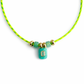 Neon Cord Amazonite & White Topaz Emerald Cut Pendant Necklace