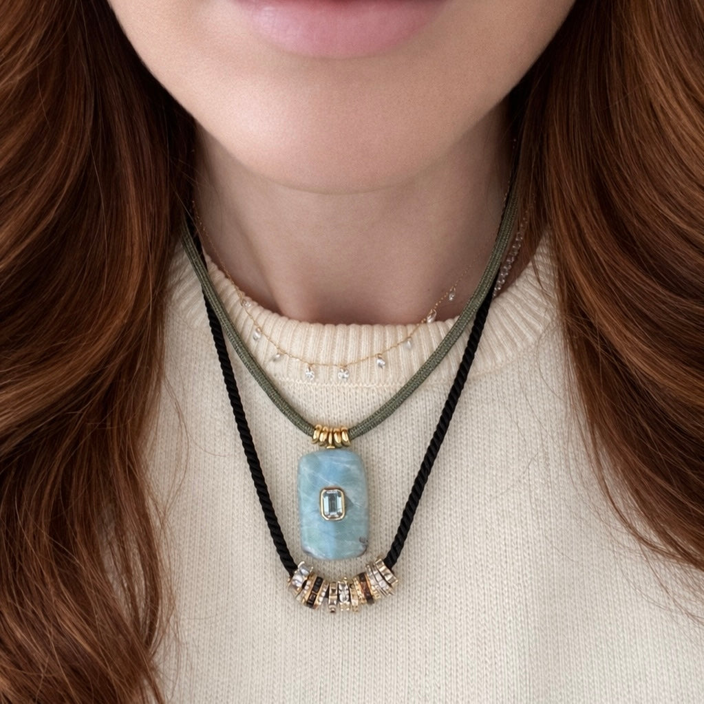 Larimar Pendant Rope Necklace